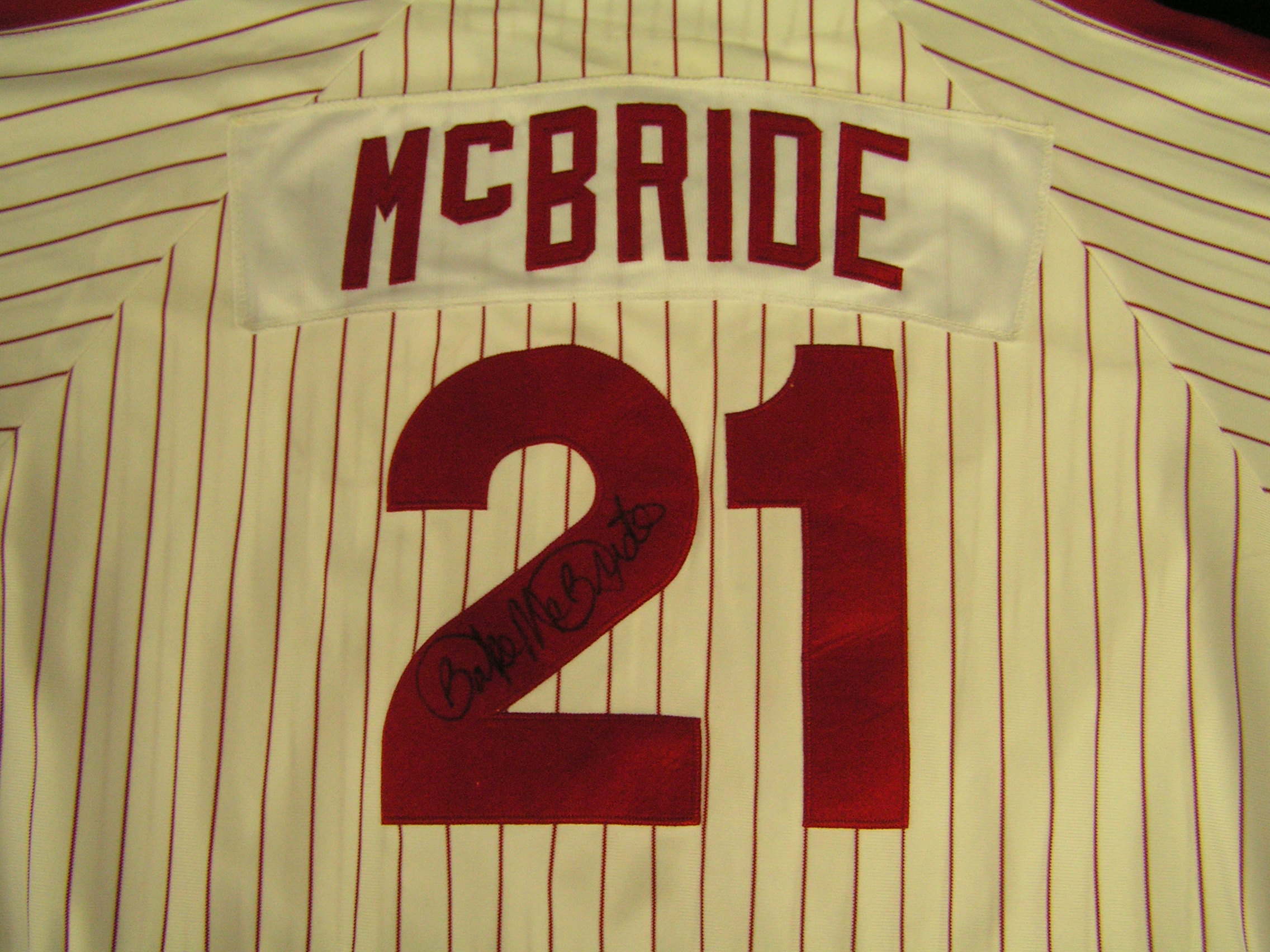 Philadelphia Phillies Bake McBride Autographed Jersey - Carls Cards &  Collectibles